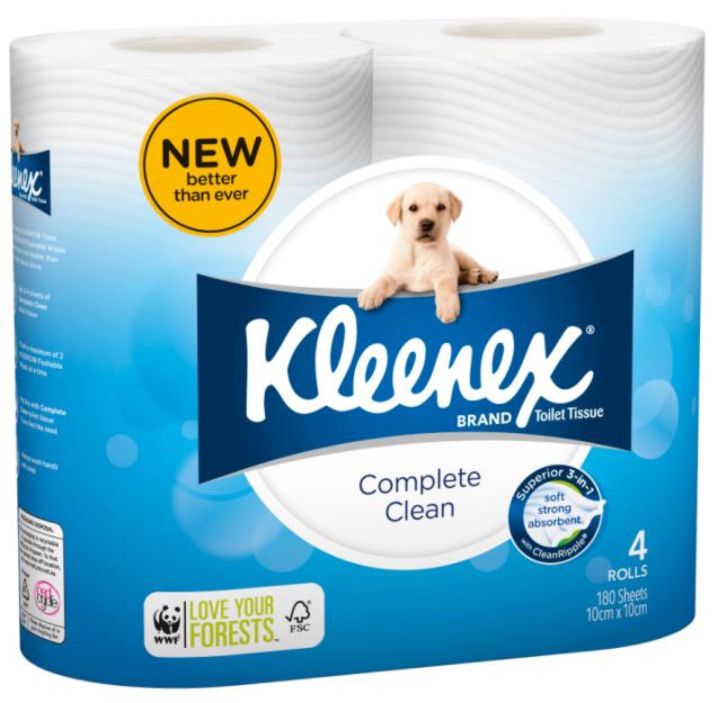 Kleenex Cottonelle Complete Clean Toilet Paper - 180 Sheets per Roll - 60 Rolls