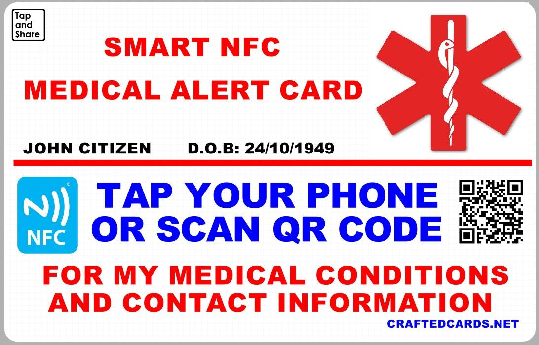 Smart NFC Emergency Medical Alert ID Information Card